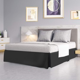 PiccoCasa Bed Skirt Polyester Solid Western Style Scandinavian Retro Simple High Texture Elegant Bed Cover Skirt Length 15.7 inches (40 cm), Dark Gray 39.4 x 74.8 inches (100 x 190 cm)