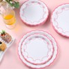 Yungyan 50 Pcs Pink Bow Disposable Paper Plates 7and 9