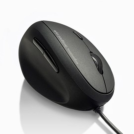 Sanwa Wired Left Handed Ergonomic Mouse, Optical Vertical Mice for Small Hands, Reduce Wrist Strain,1000/1600/2400/3200 dpi, 6 Buttons, Compatible with Laptop, Desktop, Windows, Mac, Black
