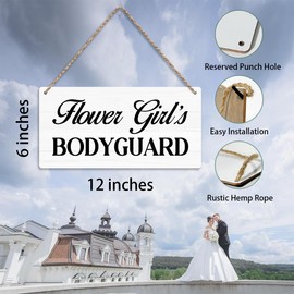 Ring Bearer Sign Rustic Wall Hanging Funny Wedding Accessories Wedding Decorations for Reception Flower Girl's Bodyguard Engagement Wedding Party Wall Art Decor Wooden Sign Hallway Front Decoration