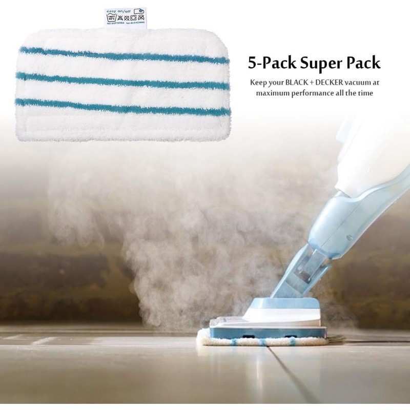 4 Pads for Black & Decker Steam Mop FSMP20, Microfibre