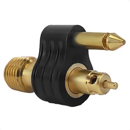 Five Oceans 1/4" NPT Male Fuel Tank Connector for OMC/Johnson/Evinrude Female Fitting Tank End Connector, 2-Prong, Brass, Compatible with Most Portable Tanks - FO4407