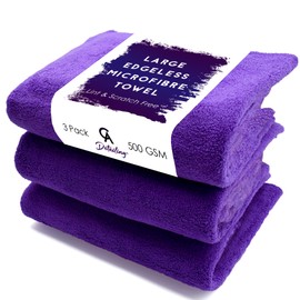 CA Detailing Premium Edgeless Microfibre Car Drying Towels Large, 3 Pack Super Thick Absorbent Car Cleaning Cloths, 500GSM 60x40cm - Perfect Drying Towel for Household, Car Detailing,Drying, Washing