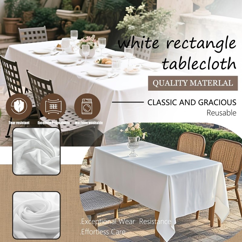 12 Pack White Tablecloths for Rectangle Tables, 60 x 126