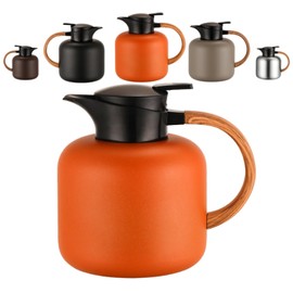 XLRPAT 70oz constant temperature tea kettle, double-wall 304 stainless steel vacuum insulated tea kettle,ergonomic design, perfect for indoor and outdoor use (Morandi Orange)