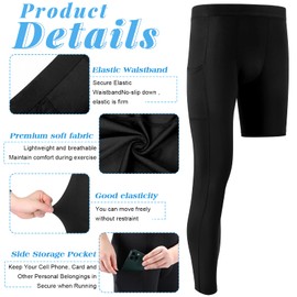 Hercicy 2 Packs Boys' Youth One Leg 3/4 Compression Tights for Basketball Capri Tights Athletic Base Layer Pants