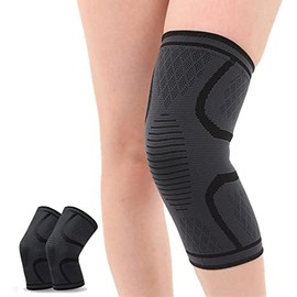 SUJAYU- Rodilleras para el dolor de rodilla, paquete de 2 rodilleras, mangas de compresión para levantamiento de pesas, soporte de rodilla, vendaje
