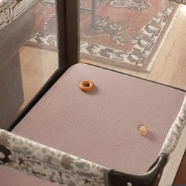 Set of 2 Children's Fitted Sheets, Muslin Cotton Fitted Sheet for Baby Cot and Cot, 60 x 120 cm / 70 x 140 cm, Travel Cot, Fitted Sheet, Side Cot, Sheets (Cream Sand)