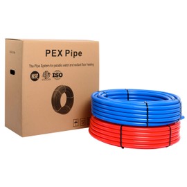 EFIELD Pex-b Pipe & Fitting Combo: 3/4-inch Pex-b Pipe (2 Rolls x75 ft=150 ft, Red & Blue), 24-Pack 3/4-inch Pex Crimp Fitting and Pipe Cutter (3/4-inch)