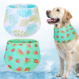 EXPAWLORER Dog Cooling Bandana - 2 Pack Instant Chill Out Adjustable Pet Scarf, Summer Outdoor Ice Neck Cooler, Prevent Sunstroke for Small Medium Large Dogs, X-Large