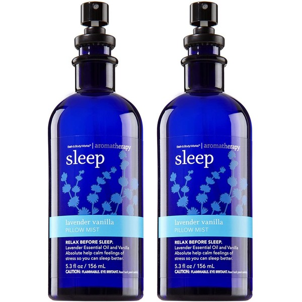 Bath & Body Works Aromatherapy Sleep Lavender Vanilla Pillow Mist, 5.3 Fl Oz, 2-Pack (Packaging May Vary)
