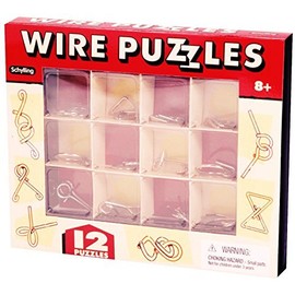 CHS 12 WIRE PUZZLES Brain Teaser mind game toy steel metal IQ test magic trick BOX For Ages 8+