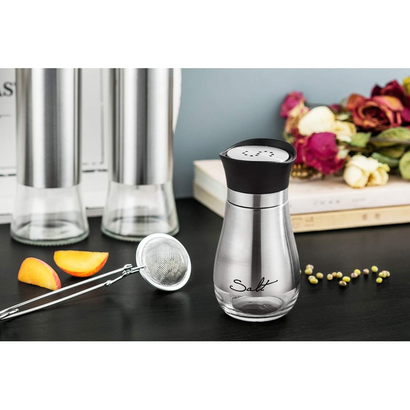 Lonffery Salt and Pepper Shakers Set, Stainless Steel Salt Containers