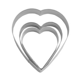 Heart Cookie Cutter Set - 5.2”,4.1”,3.5” - 3 Piece - Stainless Steel