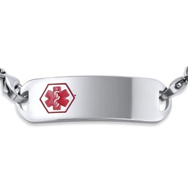 Bling Jewelry Lightweight Customized Blank Identification Medical ID Link Bracelet for Men Stainless Steel 8.5in