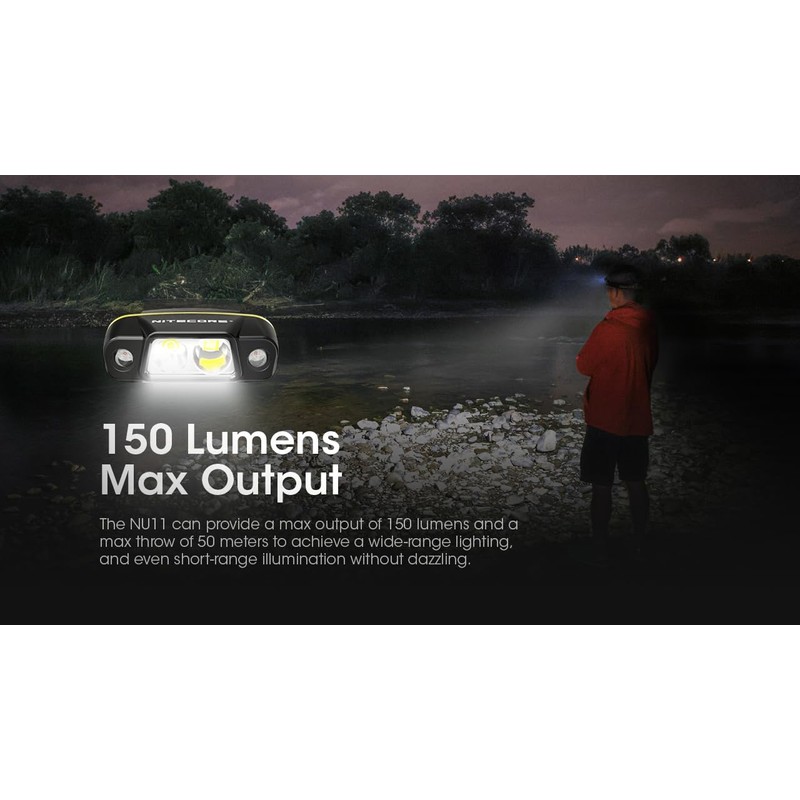 Nitecore NU11 Clip-On Cap Light and Headlamp, 150 Lumen Bright,