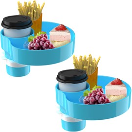 SSPONT [2 Packs] Kids Car Seat Tray, Travel Tray with Cup Holder for Toddler, Kids Car Seat Food Snack Tray for Road Trip, Stroller snack tray travel must haves - Sky Blue