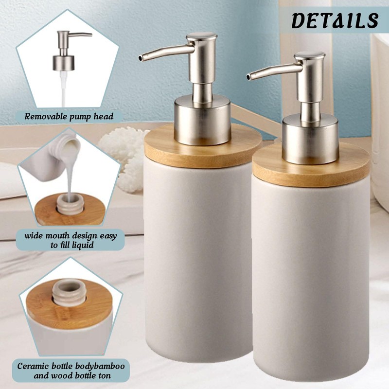 TOWEBOORY Ceramic Soap Dispenser, Pack of 2, 400ml/13oz Hand Soap