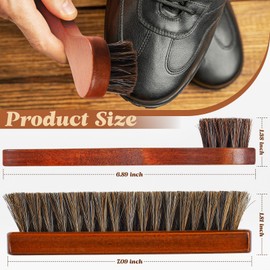 2 Pcs Horsehair Shoe Brush Kit Polishing Daubers Applicators Leather Care Brushes Shine Cleaning Cloth with Case(Shoe Brush Set G)