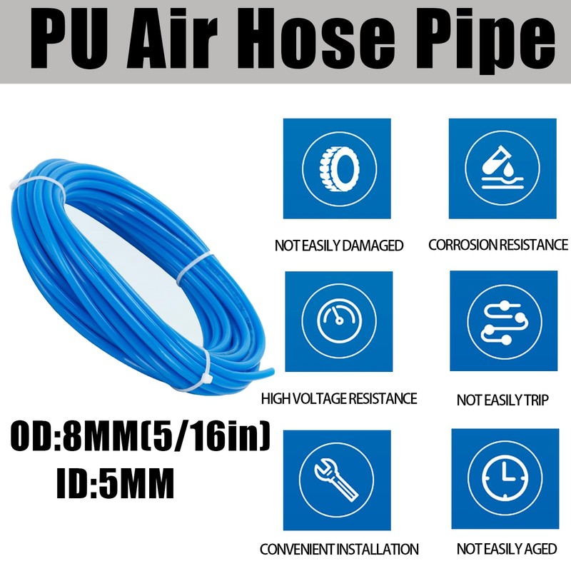 XINTAIHELE Air Line Tubing Kit,5/16Inch(8mm) ODx 32.8FT Polyurethane PU Tube