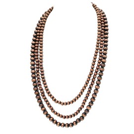 Navajo Pearl Necklace for Women Multi Strand Turquoise Choker Western Jewelry Vintage Boho Chic Beaded Statement Necklaces (retro brown)