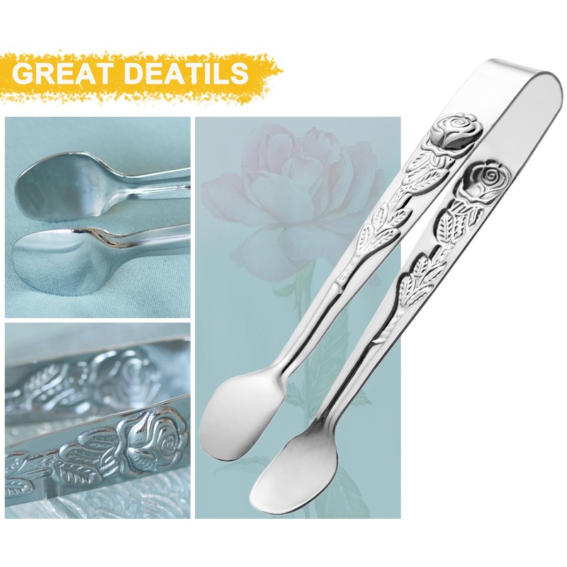HINMAY 6PCS Mini Serving Tongs 5-Inch Small Sugar Tongs, Tiny