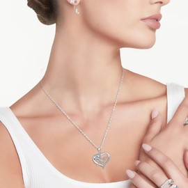 Tusuzik Women's Necklace 925 Silver Chain Women's Silver Chain Heart Necklace with Infinity Sign Jewellery Women's Small Gifts for Women Gift Girlfriend, Sterling Silver, Cubic Zirconia