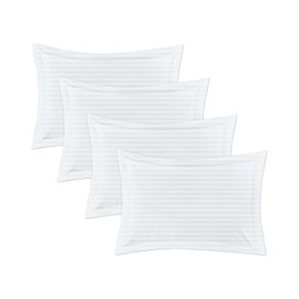 Hajran Linen 4 Pack Oxford Pillow Cases | Soft Brushed Microfibre | Envelope Closure Pillow Covers (White, 75 x 50 cm)