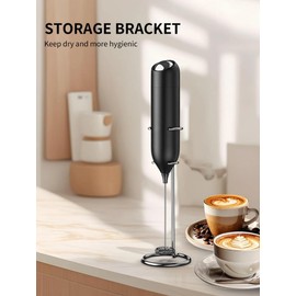 Elegant electric milk frother (White with display stand)