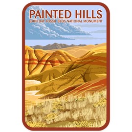 Die Cut Sticker John Day Fossil Beds, Oregon, Painted Hills, Contour Vinyl Sticker 3 to 6 inches, (Waterproof Decal for Cars, Water Bottles, Laptops, Coolers), Large