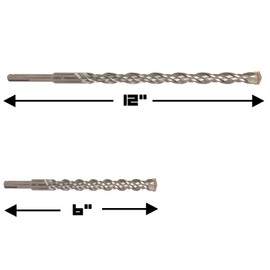 Narwhal SDS Plus 3/4 Inch Masonry Drill Bit for Rotary Hammers (2 Pack Includes 6" & 12" Bit) Carbide Tipped to Easily Drill Through Concrete, Cement, Brick, Block, Stone, and More!