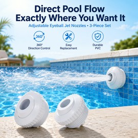 3-Pack Pool Jet Nozzles for Water Flow Control – Adjustable Eyeball Inlet Fittings for Pool Cleaning