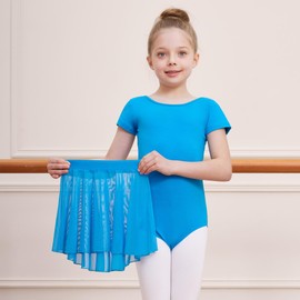 DIPUG - Leotardos de ballet para niñas con falda extraíble y espalda hueca para niños pequeños, Turquesa, 4-6 Años