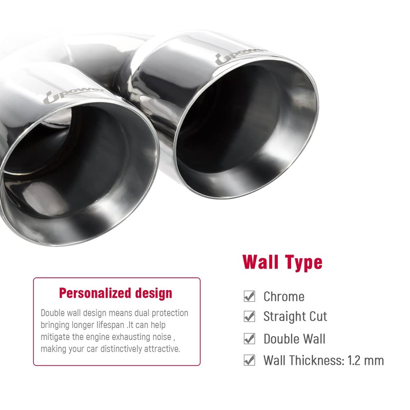 Upower 2.5 Inch Inlet 3.5" Outlet 9.5" Overall Length Polished
