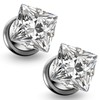 Ruifan Gauges For Ears ASTM F136 Titanium Square Clear CZ