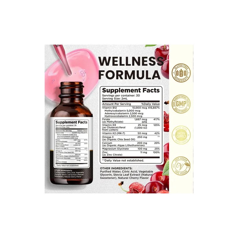 Dilib Complejo Vitamina B12 10000 Mcg Gotas Líquidas Cereza