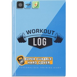 Workout Log Gym 6" x 8" - Hardcover Fitness and Fitness Diary with Durable Sleeves - Set Goals, Track 100 Workouts and Record Progress Hardback - Azure Blue, Azure Blue, Hardback