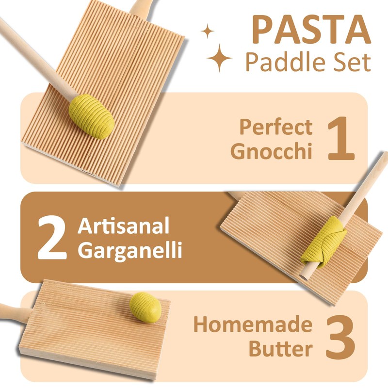 Gnocchi Boards and Ravioli Rolling Pin, Wood Gnocchi Pasta Making