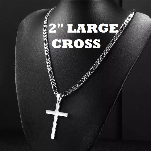 Cross 2" Big CROSS CHRISTIAN RELIGIOUS pendant ITALIAN 925 SILVER