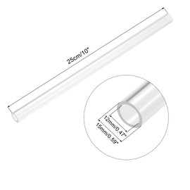 sourcing map Pack of 2 PVC transparent tubes, inner diameter 12 mm, diameter 15 mm, length 250 mm, acrylic plastic tube for lamp making, floor lamps, furniture