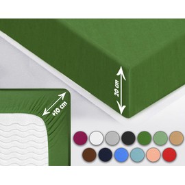 Sesto Senso Jersey Cotton Fitted Sheet 180 x 200 cm Dark Green