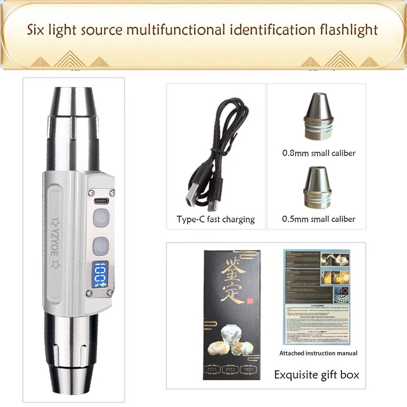 YZYOE Six in One Jade Recognition Strong Light Flashlight, LED