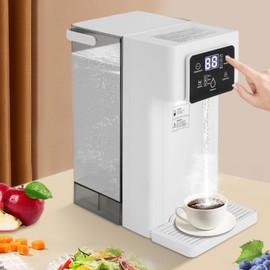 DYNAMI Instant Hot Water Dispenser,1500W 3L Countertop Water Boiler & Warmer for Tea, Coffee,Adjustable Water Temperature and Water Output Volume W/Child Locks&Night Light (White)