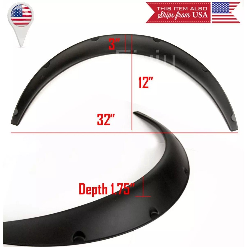 SDeelCase 1.75" Front 2.75" Rear ABS Black Flexible 4 Pieces
