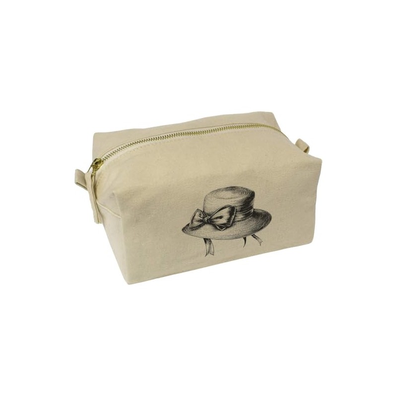 'Vintage Hat with Bow' Canvas Wash Bag/Makeup Case (CS00043012)
