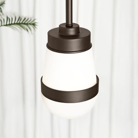 LMS Modern Oil Rubbed Bronze Glass Pendant Light Fixture, Farmhouse Kitchen Island Lighting with White Art Oval Glass, Adjustable Hanging Ceiling Light Fixtures for Dining Room, LMS-191PL-ORBW