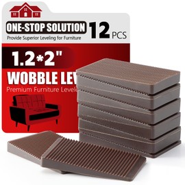 Furniture Leveler 12pcs Kit Size Variety | Multi-Purpose Rubber Shim for Leveling Feet Stable | Anti-Wobble Pad for Uneven Table, Dresser Leg, Toliet and More Furniture | Prevent from Wobbling