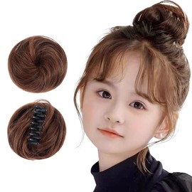 GFun Bun Wig, Clip, Small, Kimono, Wedding, Cosplay, Shichi-Go-San Coming of Age Ceremony, China Partial Wig, Light Brown