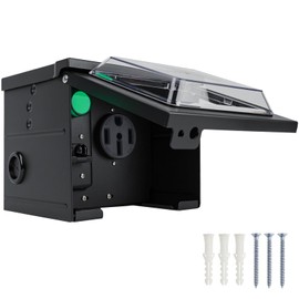 RVSNAIL 50 Amp RV Outlet Box with Breaker, Weatherproof NEMA 14-50R Power Box, UL Certified 125/250V Electrical Panel with Transparent Lid & Indicator Light for RV Camper Trailer Motorhome