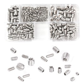Ymaiss 380pcs 304 Stainless Steel Hex Allen Head Socket Set Screws Grub Screw Bolts Assortment Kit Internal Hex Drive Cup-Point Set Screws 5 Sizes M3 M4 M5 M6 M8